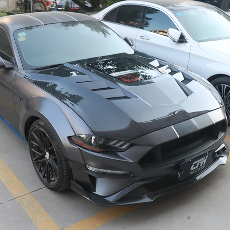 Suitable for 18-22 Ford Mustang modified transparent cover  carbon fiber hood engine cover