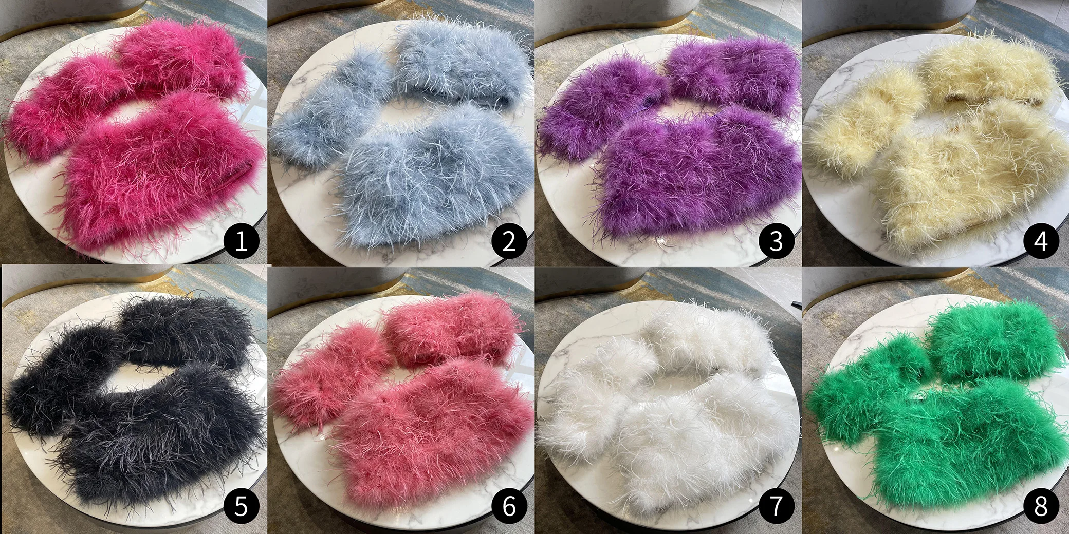 Wholesale Furry White Evening Short Feather Dress Summer Ladies Luxurious Fashion Ostrich Feather Top And Skirt Set