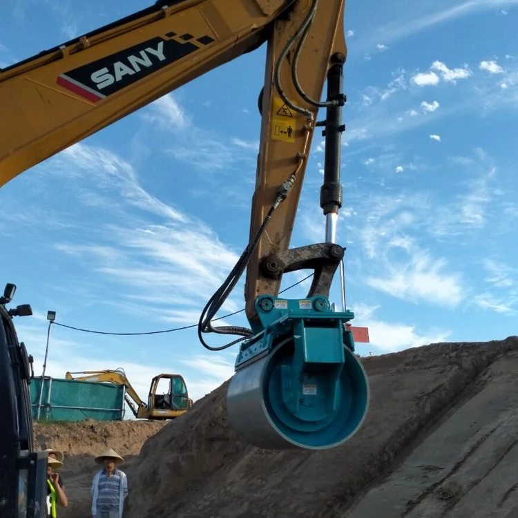 Self cleaning drum Slope Compactor for Excavator usefulfor Digging And Levelling Soil Irrigation Canal the trench pit compaction