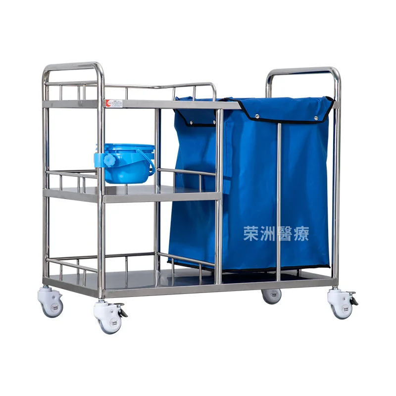 Hospital Equipment Stainless Steel Medical Waste Nursing Laundry Cart Mobile Nursing Laundry Carts Dirty Linen Trolley