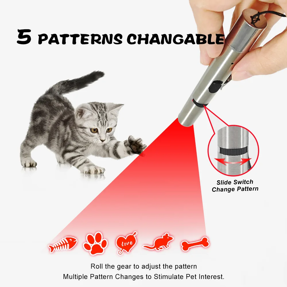 Custom Logo USB Rechargeable Pet Interactive Toys Mini Dog LED Laser Light Indoor Kitten Laser Pointer Interact Cat Toy