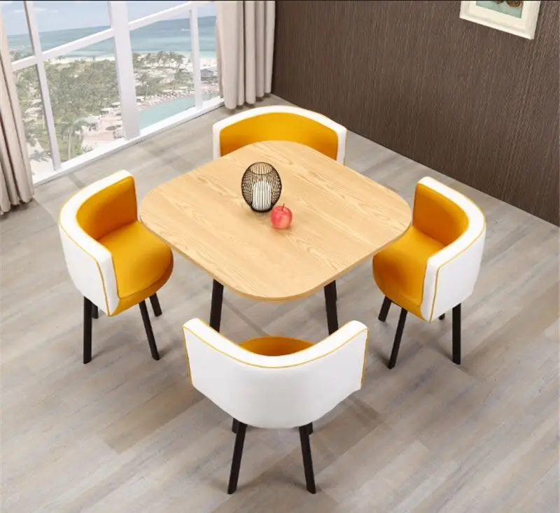 Customize color modern Nordic restaurant dining furniture negotiation table and chair set for selling