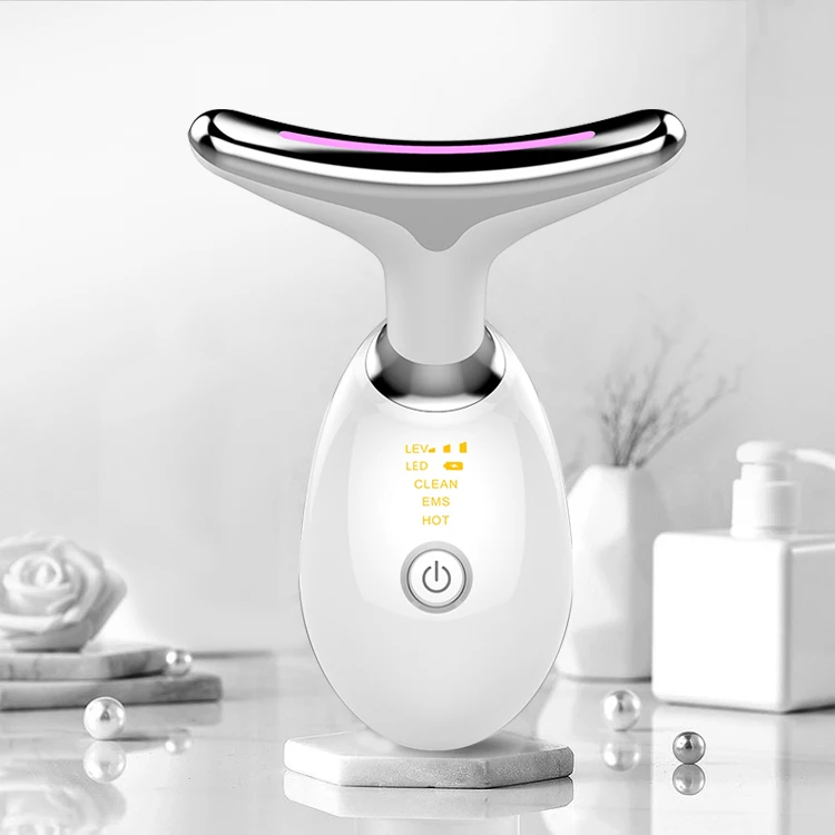 Устройство для красоты шеи, портативный массажер Ems для шеи, массажер для подтяжки кожи, светодиодный светильник для лица, терапия, массажер для лифтинга лица и шеи