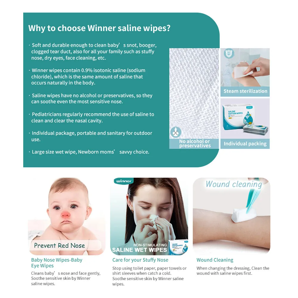 Purcotton Custom Logo Hypoallergenic Baby Saline Nose Gum Pacifier Wipes Unscented Saline Baby Wipes