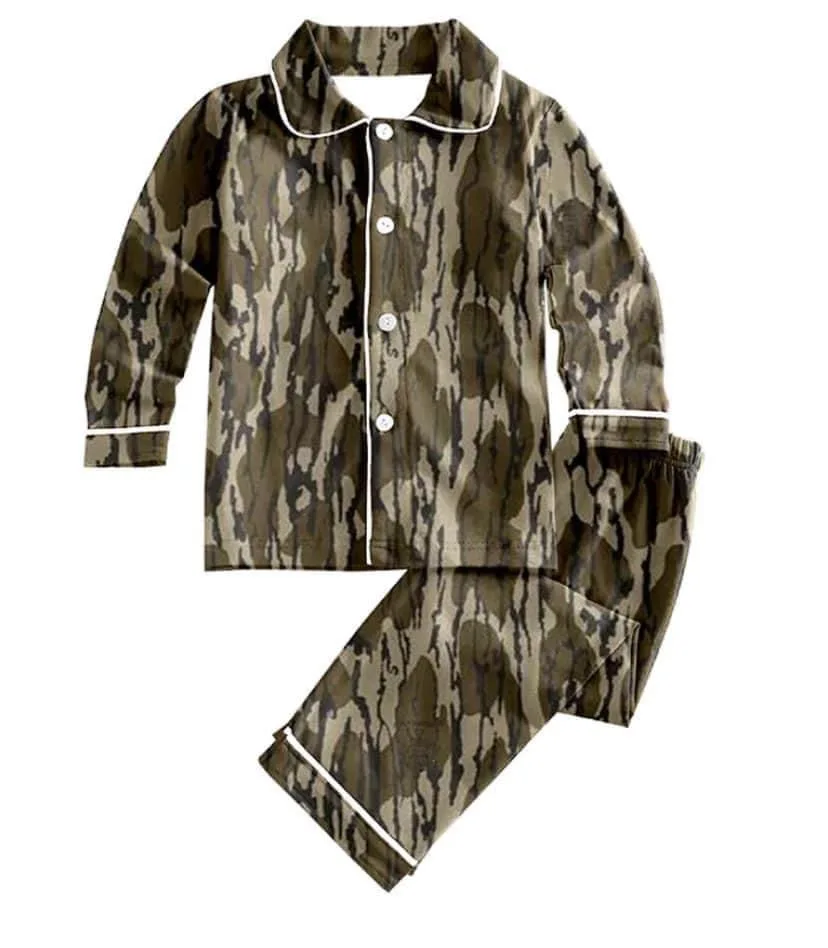 Hot Sale Custom Western Camo Pattern Milk silk Fabric Boutique Kids Girls Clothes Summer Lounge Sets Mommy and Me Set