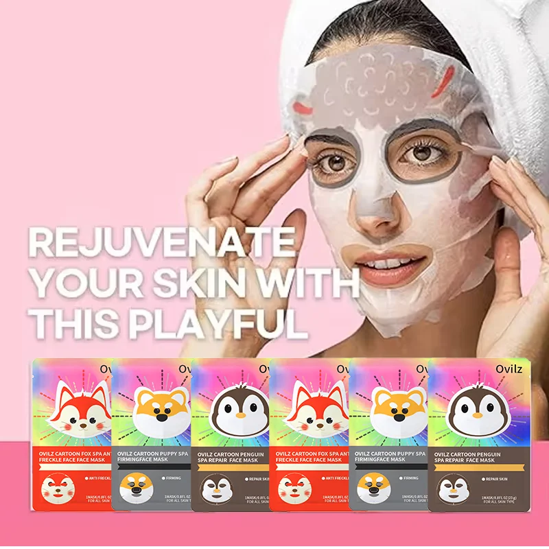 OVILZ cartoon korea animal spa face mask anti aging hydrating natural organic plant skincare party beauty facial mask