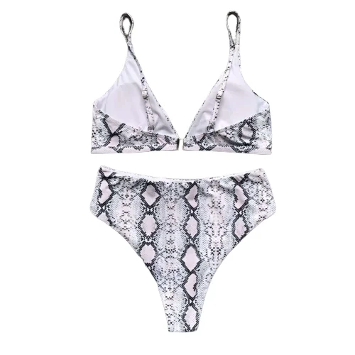 Wholesale High Waist Ladies Swimwear Bandage Bikini Womens Bathing Suit New Snakeskin Print Swimsuit Bikini Set