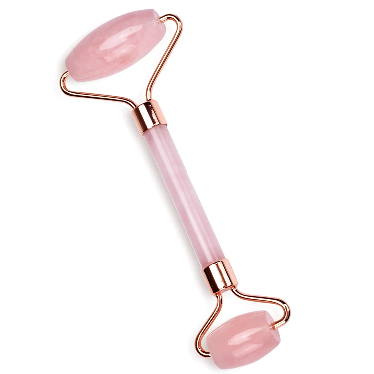 Factory Supply  High Quality  Gemstone Face Roller Pink Roller Gua Sha  Ser Real Jade Roller Rose Quartz  For Face Massage