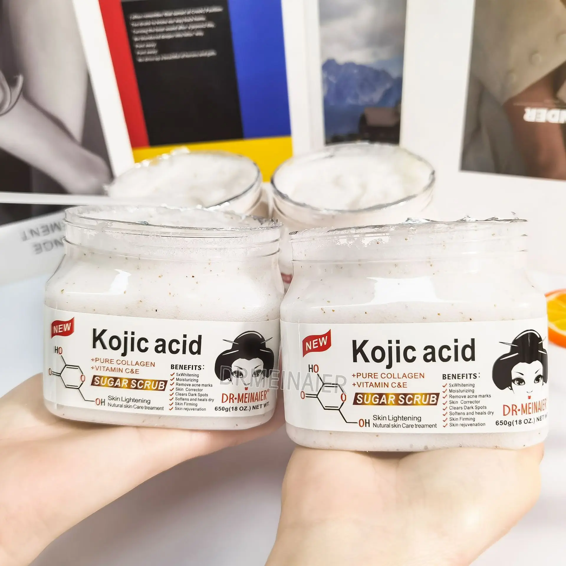 650g Wholesale price whitening Scrub salt  sugar scrub exfoliating deep cleaning skincare body bath salt kojic acid bath salt