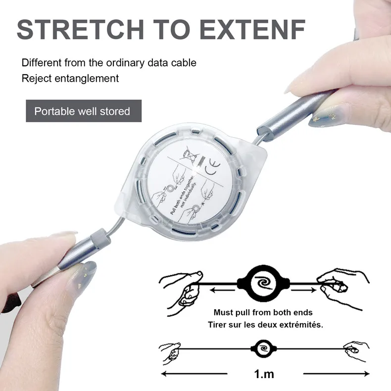 3 in 1 Multi Retractable Data USB Fast Charging Cable Type-C Micro For iPhone Samsung Huawei Xiaomi Wholesale