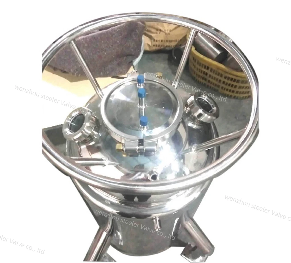 Stainless SS304 316L  sanitary solvent storage tank with support and handles tank for food industry