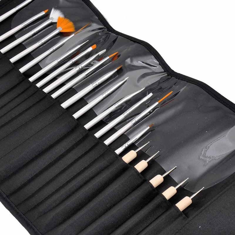 1 bag nail Brushes set 20Pcs Packing Dotting Painting Pen brush Drawing Polish Gel Brush Nail Art Tool Kit