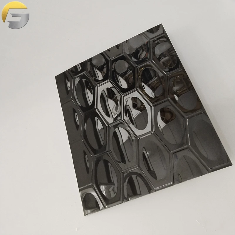 ZB205 Decorative Pvd Coating Black Titanium Color 304 Embossed Stainless Steel Sheet