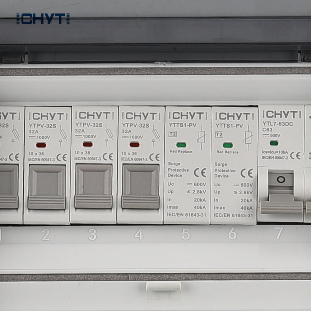 NEW CHYT 2 In 1 Out 600V Outdoor Waterproof for solar panel mounting IP65 PV Solar Surge Lightning Protection DC Combiner Box