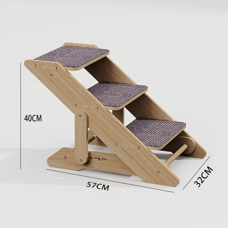 Foldable wood durable cat Dog Pet Stairs for bed sofa With anti slip pad
