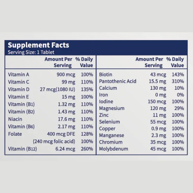 OEM ODM Private label opti men multivitamin tablet