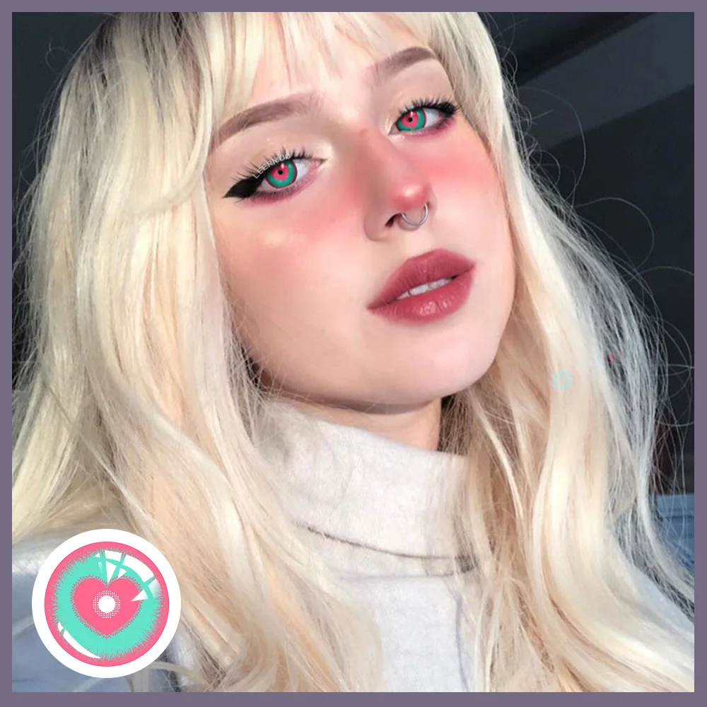 Yearly Use Crazy Halloween Anime Cosplay Lens Prescription Colored Contacts Lenses Pink Eyes Contacts Lens