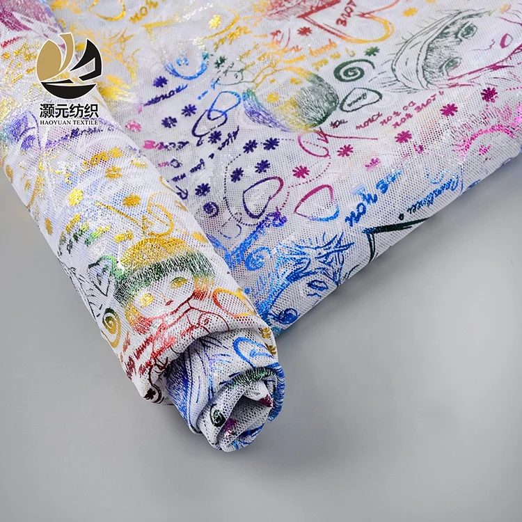 Китай, оптовая продажа, высокое качество, необычный дизайн, пользовательский принт, радужные цветные детские узоры, Тюлевая ткань