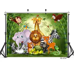 Cartoon Animal Wild Safari Jungle Theme Birthday Party Banner Background Decor Baby Shower Kid Poster Backdrop Photo Studio Prop