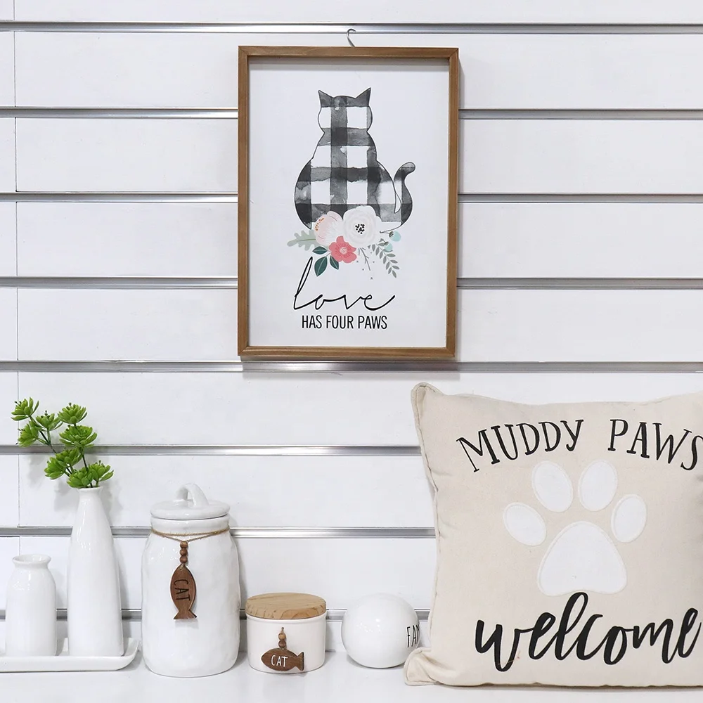 Wholesale Love Cat Patent Name Handmade Art Decorative Hanging Plaque Wood Wall Sign