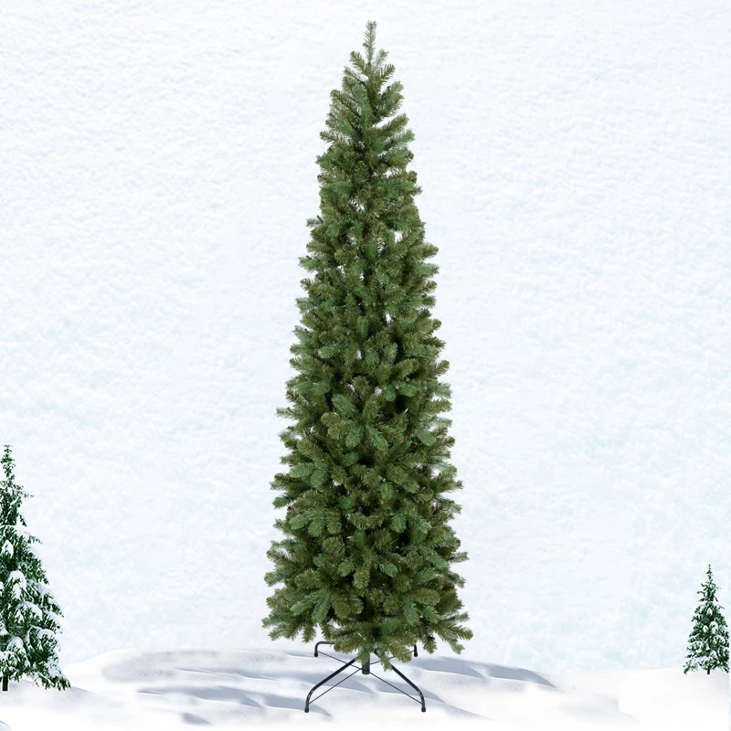 Hot Slim Artificial PE PVC Pencil Christmas Tree With Warm White Lights