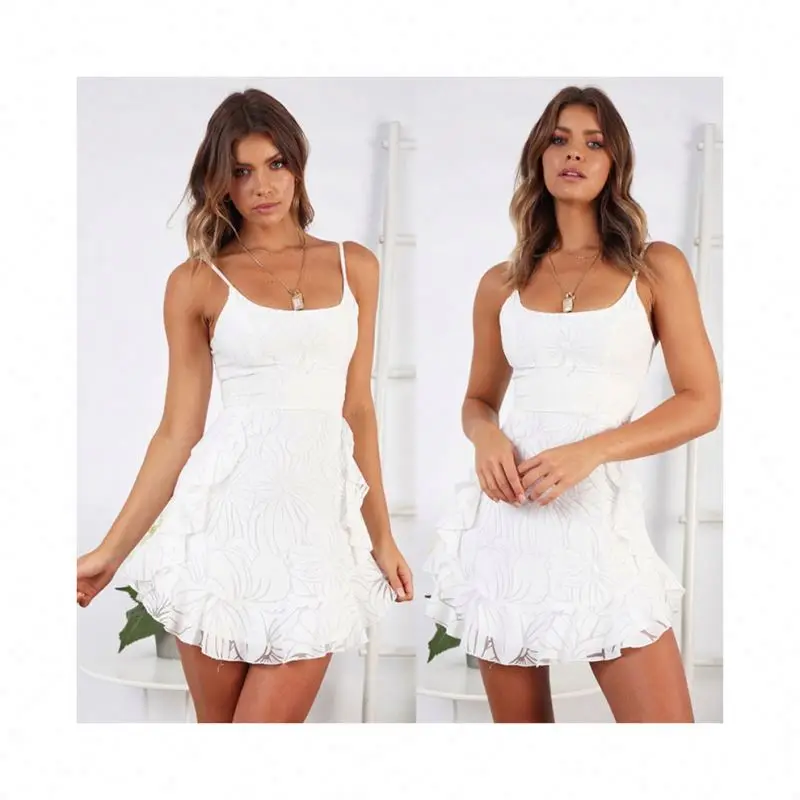 Hot Selling Floral Print Ruffled Dresses Women Lady Elegant Tiered Tunic Mini Dress Women Casual Elegant Summer Dress