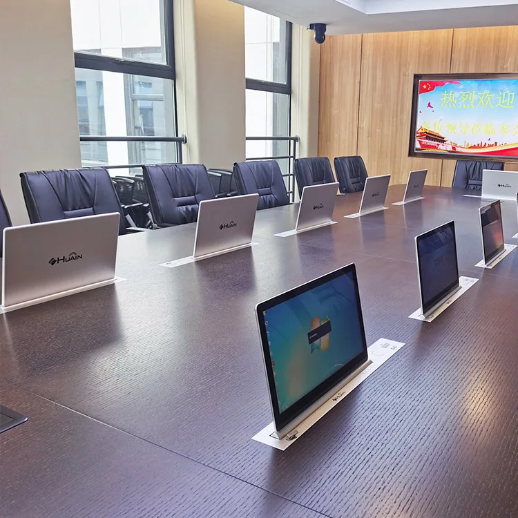 HUAIN 17.3 Inch Conference Table Pop Up Retractable Touch Screen LCD Monitor Motorized Lift