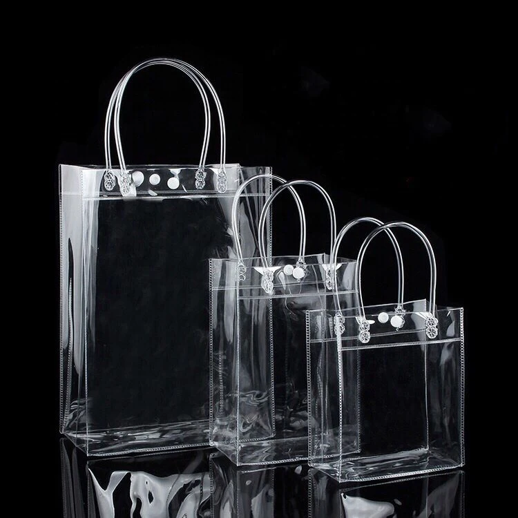 Good quality reusable strong custom logo transparent pvc shopping bag