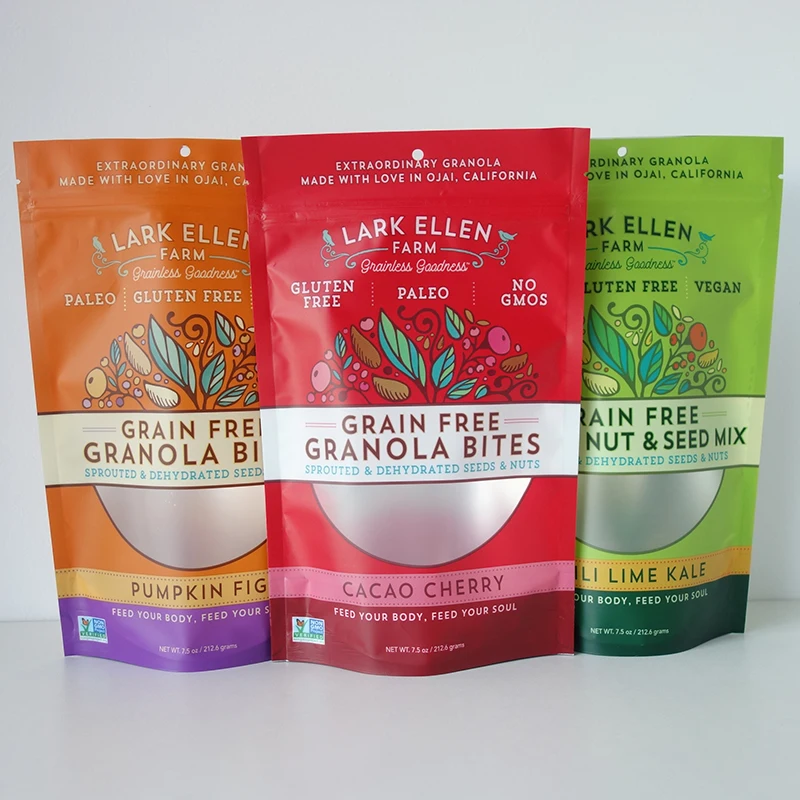 Wholesale plastic packaging bag food grade stand up pouch zipper bag for nut/seed/dried fruit