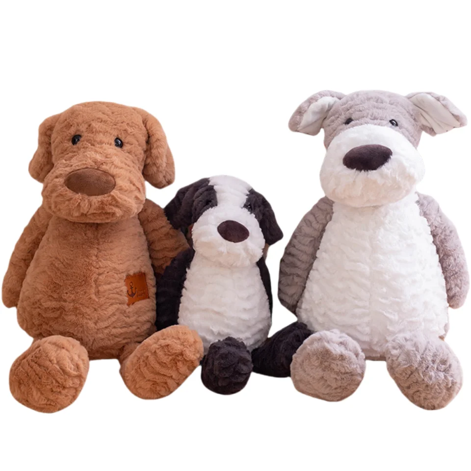 Plush Puppy Toy Cute Stuffed Animal Dog Kids Plush Toy Pillow Soft White Brown Dog Cuddly Toy Simulation Animal Doll