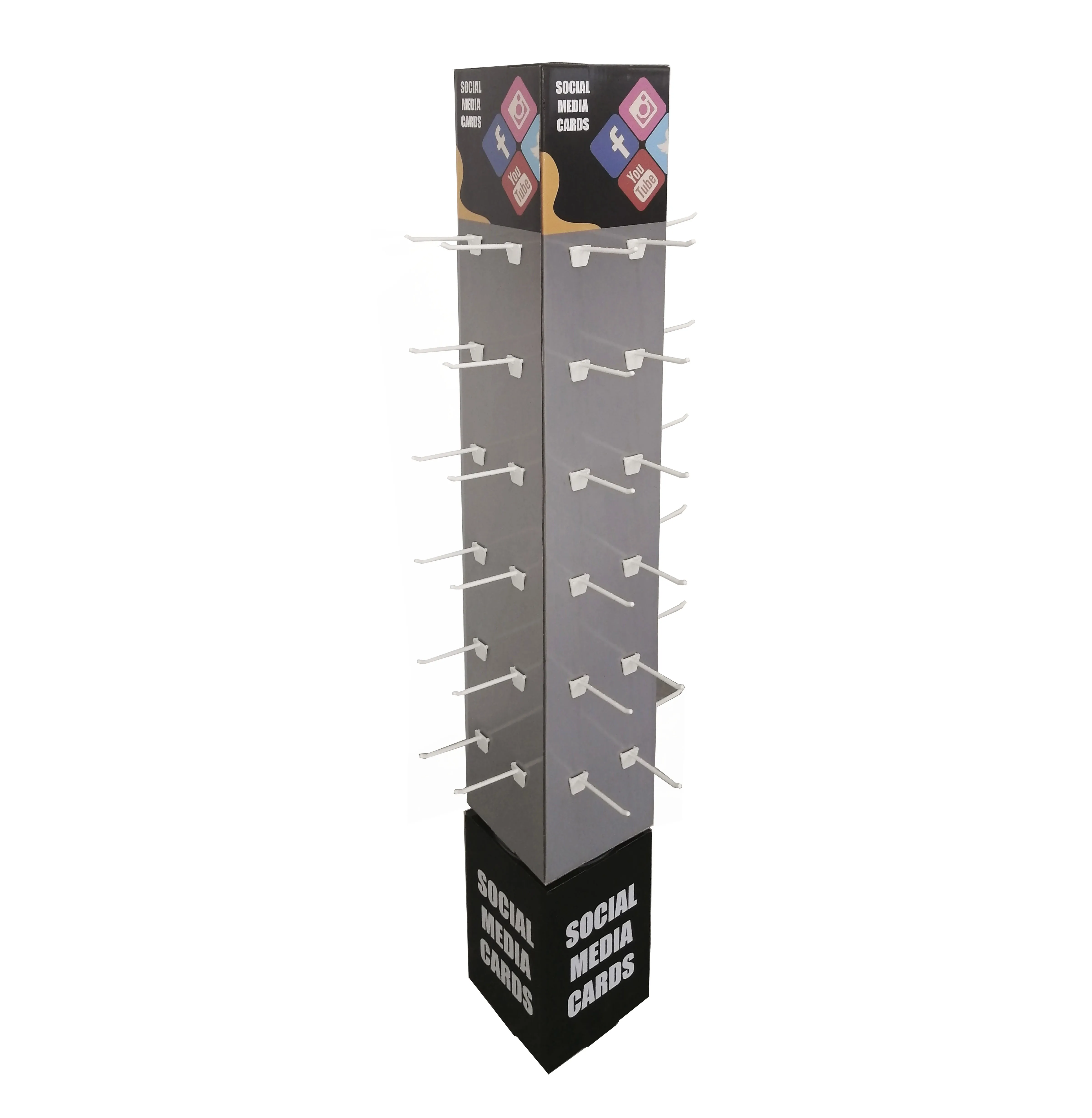custom supermarket commodity display rack rotating turntable 360 degree floor cardboard display stand with hanger
