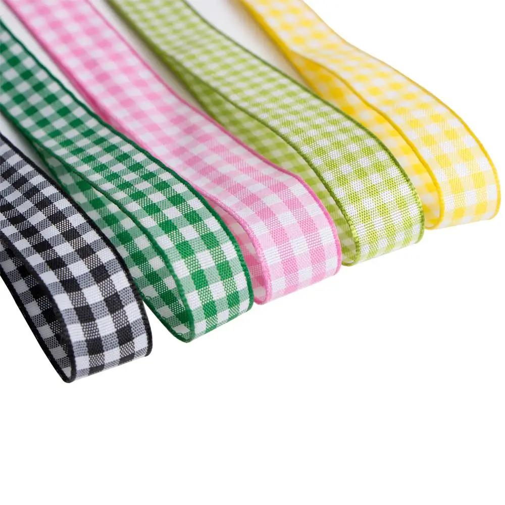 Wholesale Cheap Custom Check Gingham Tartan Plaid 100% Polyester Ribbon