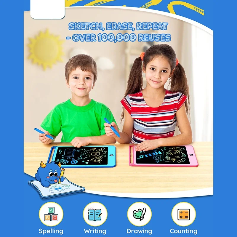 Erasable Ultra Thin Whiteboard Notebooks Memo Pads Electronic Writing Pad 8.5 10 12 Inch LCD Writing Tablet with Screen Lock