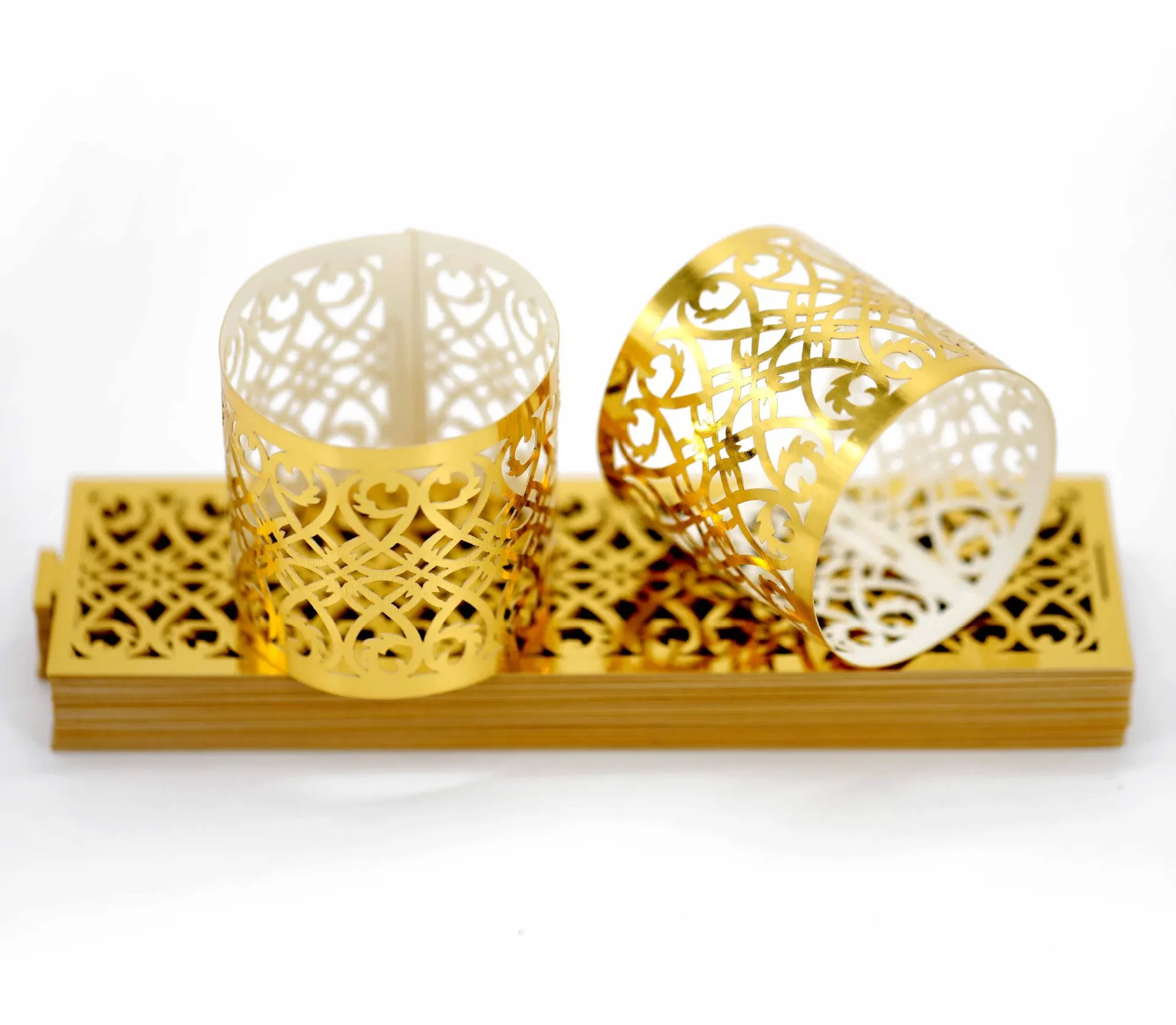 Cheap Disposable Serviette Buckle Household Napkin Paper Band Holder Adornment Hollow Out Napkin Rings for Wedding Christmas