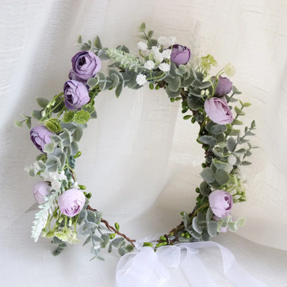 Fashion Floral Christmas Wreath Decoration Hair Accessories Holiday Garland Bride Corolla Wedding Headpiece Rose Hairband