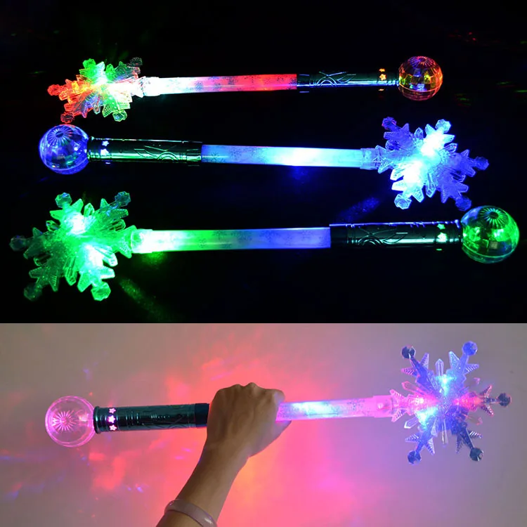 Plastic Snowflake Fairy Wand Led Lights, Snowflake Princess Fairy Stick, Snowflake Led Glow Wand