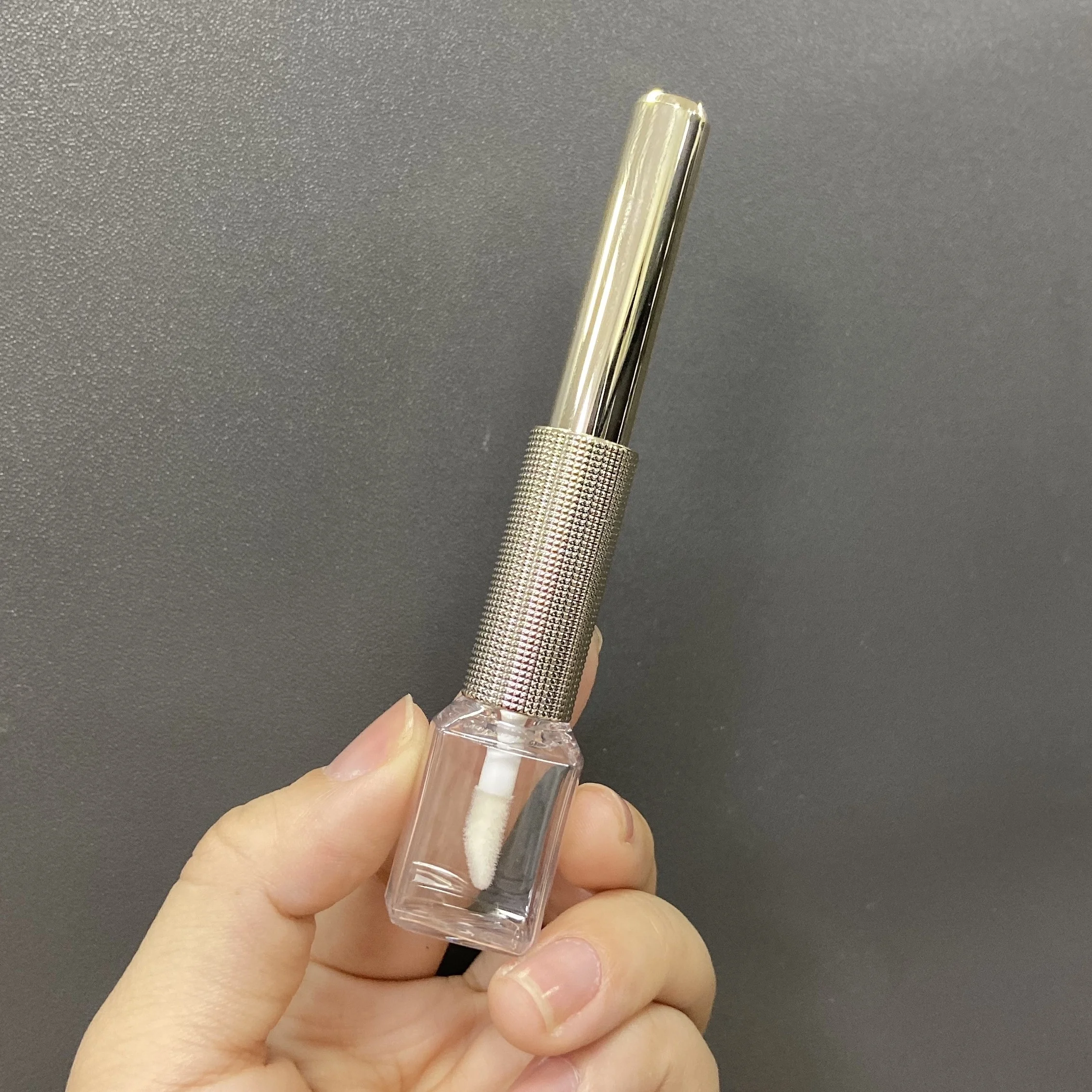 6.2ml cute rose gold metallic empty lip plumper lipgloss wholesale gloss tube square lip and cheek tint private label bottle