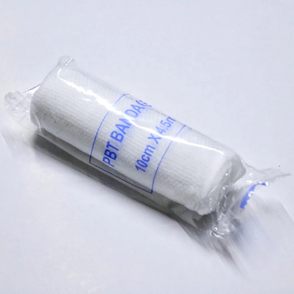 Medical white color polyester PBT elastic bandage elastic gauze bandage