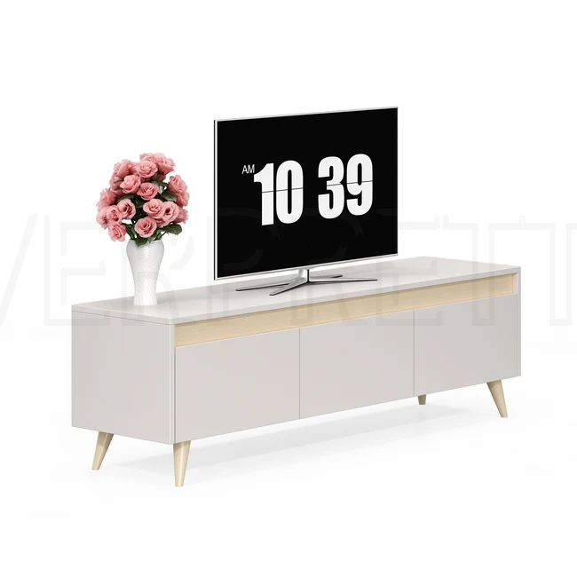 Rustic Wooden TV Stand with Spacious Storage Cabinet for Stylish and Organized Living Room Entertainment