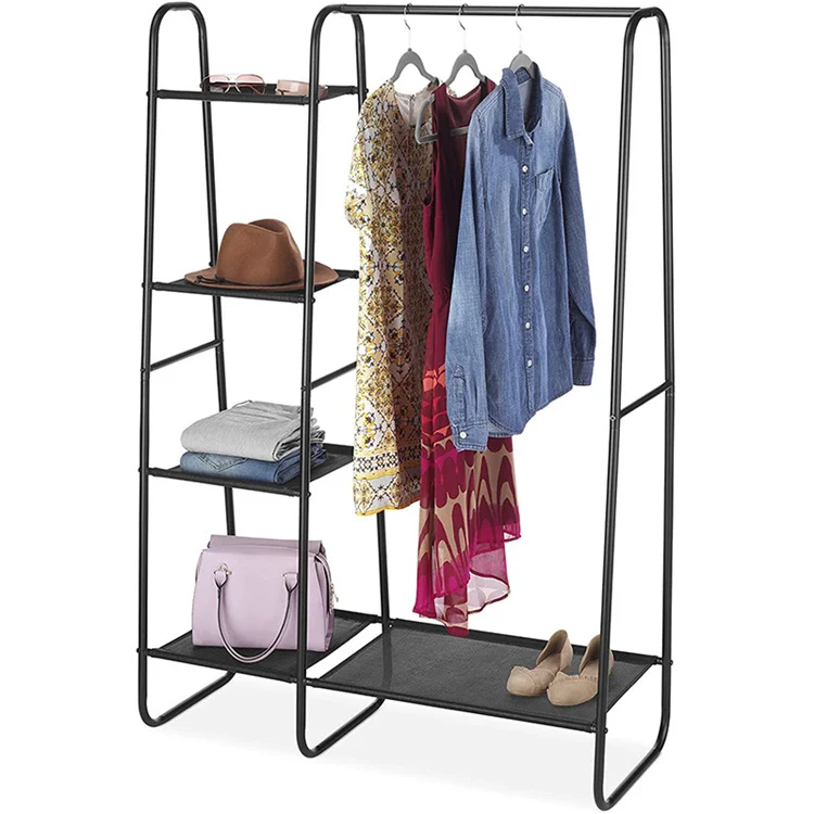 Display Metal Stand Clothes Rail Drying Racks Trolley For Shops Modern