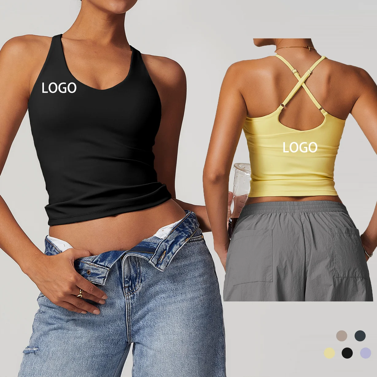 Wholesale Hot womens Sleeveless Adjustable Cross Twist Strap Solid High Stretch Ladies yoga Sports Bra Camisole Tank Tops