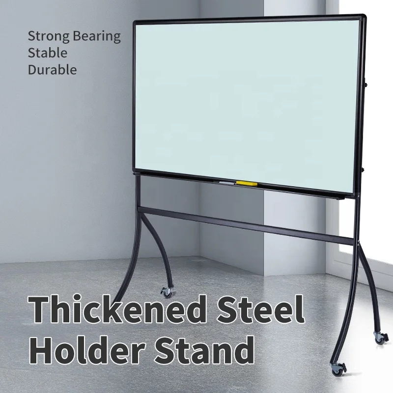 Mobile Tempered Glass Whiteboard  With Strong Stand Holder For School Office