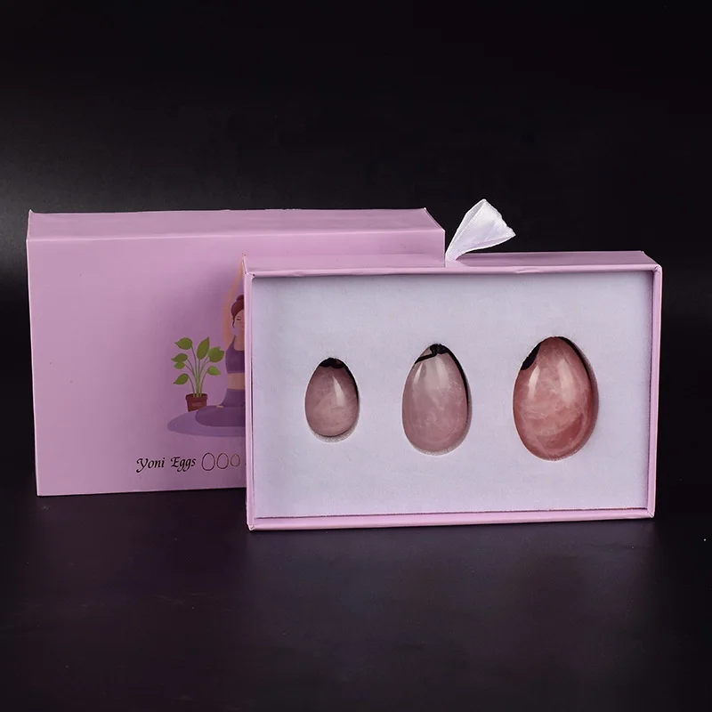  OEM кристалл розовый кварц нефрит Kegel Yoni Egg Set с индивидуальной подарочной