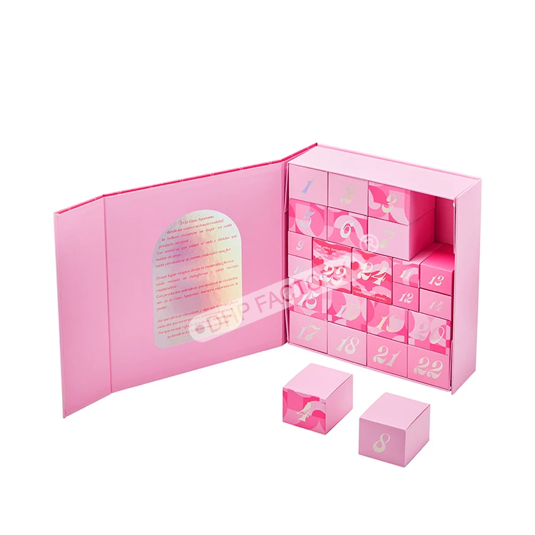 New Arrival Biodegradable Blank Tray Dividers Cosmetic Christmas Chocolates Packaging Blind Advent Calendars Cardboard Box