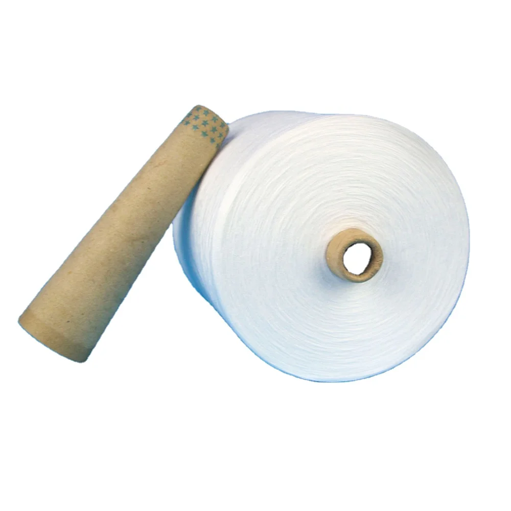 Factory Direct 100% Polyester Core Spun Yarn  Poly Ploy 35/2 Raw White Yarn