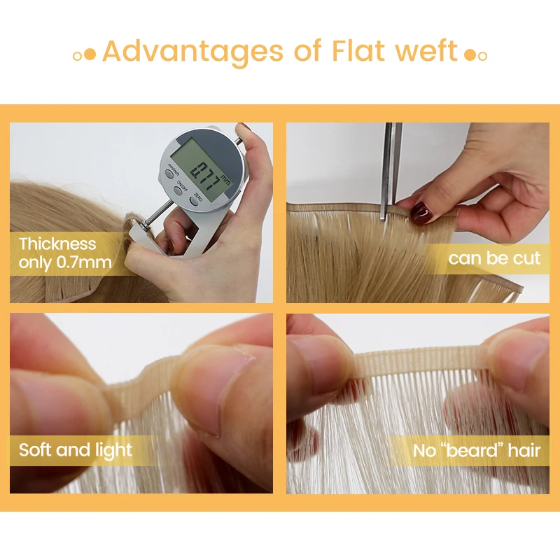 Factory Wholesale Ombre Ash Blonde Balayage Russian Remy Flat Track Hair Weft Extensions