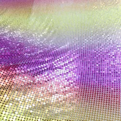 Fast Delivery Black Iridescent Aluminum Metal Mesh Metallic Sequin Chain mail Fabric For Dress Metallic Sequin Mesh