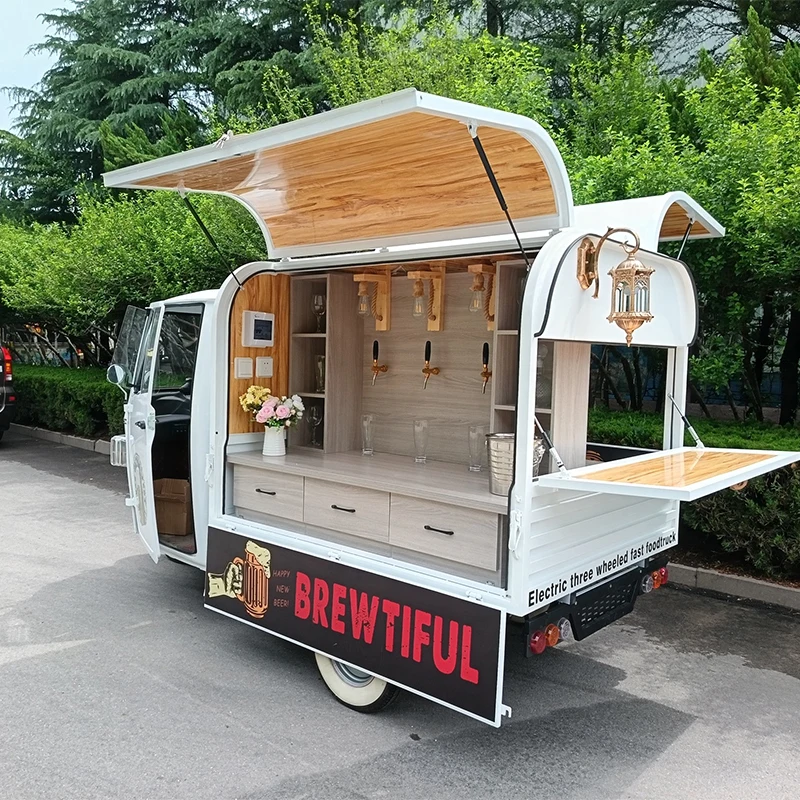 Cute Little Food Truck Mobile Street Coffee Trailer Electro-Tricycle BBQ Candy Food Cart Multifunction Ice-Cream Car