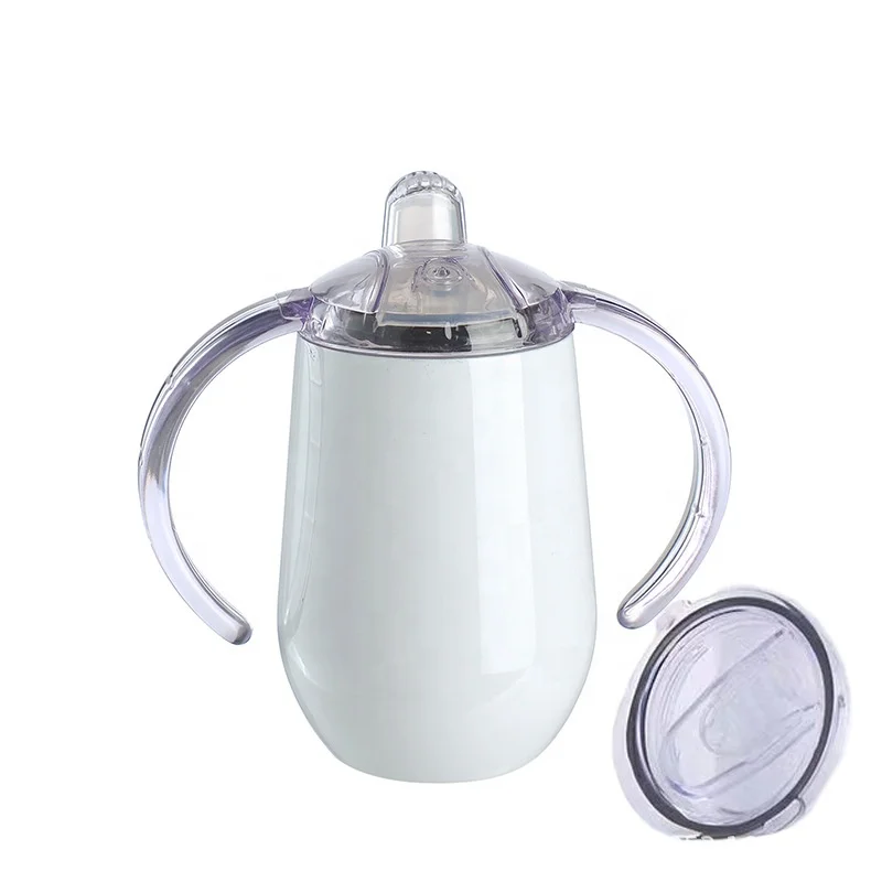 Custom China USA CA Warehouse No Lines 12oz Stainless Steel Baby Kids Straight Sublimation Blank Sippy Cup Tumbler With Two Lids