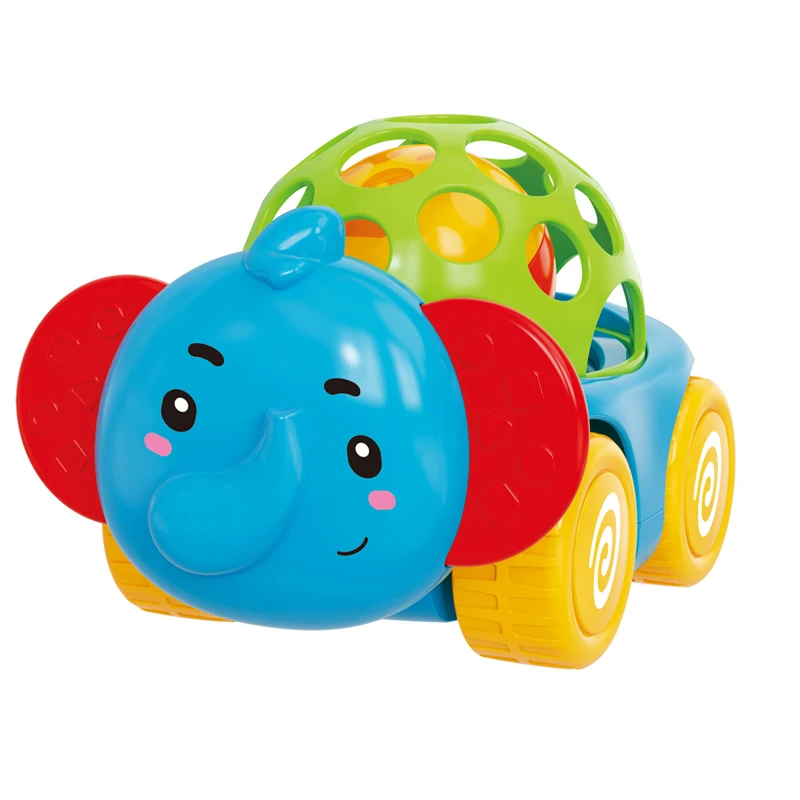 FiveStar Unisex Sensory Play Baby Tumble Pull Back Car Toy Soft Rubber Rattle Teether for Kids 5-7 Years Made of Plastic